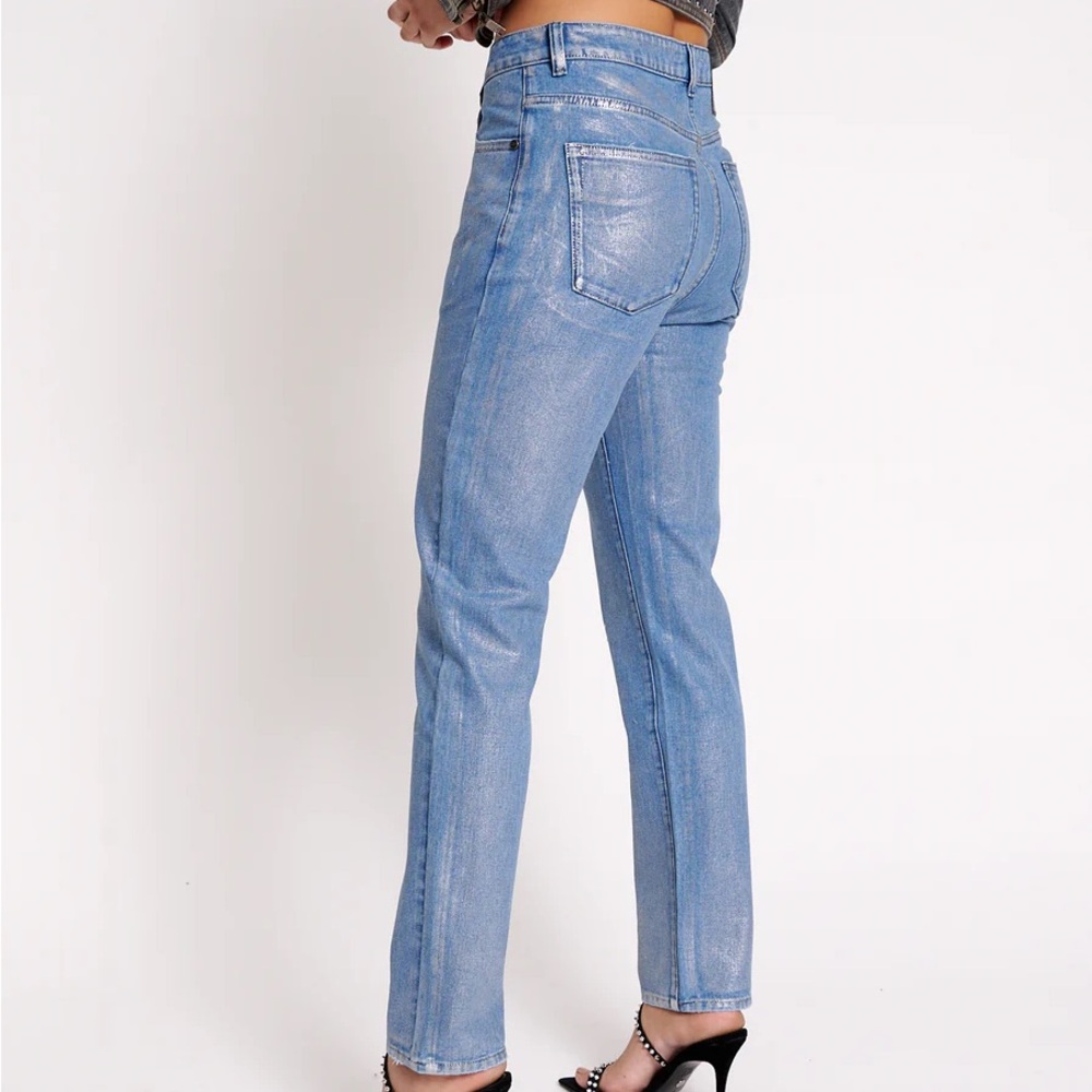 One&Teaspoon Awesome Baggies High Waist Straight Leg Denim Jeans 24 Metal Blue